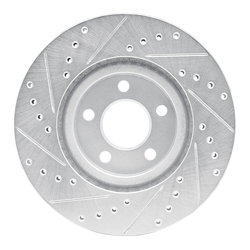 Chrysler PT Cruiser Brake Rotor (1) - Front Right - R1 Concepts - Drilled & Slotted - Silver - `01-`10